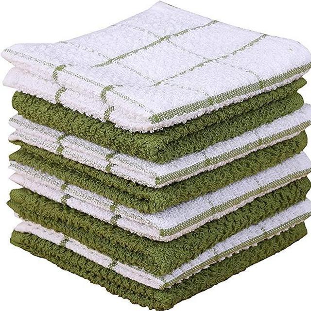 Cotton Terry Kitchen Dish Cloths | Set of 8