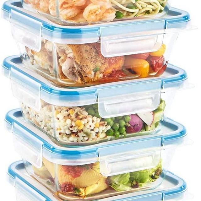 Snapware Total Solution 10-Pc Glass Food Storage Containers Set with Plastic Lids, 4-Cup Meal Prep Container, Non-Toxic, BPA-Free Lids with 4 Locking Tabs, Microwave, Dishwasher, and Freezer Safe