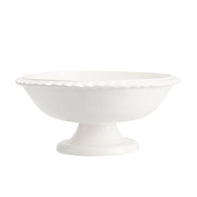 Napoli Handcrafted Ceramic Footed Serve Bowl, White