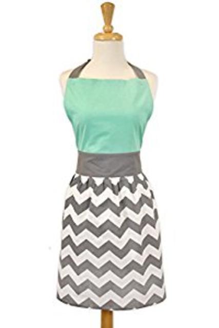 DII 100% Cotton, Trendy, Fashion Skirt Ladies Women Apron, Kitchen Chef Adult Apron, Adjustable Neck & Waist Ties, Perfet for Gift,Cooking, Baking, Crafting- Chevron