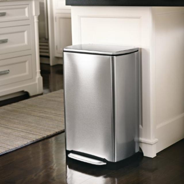 simplehuman Wide-Step Rectangular Step Trash Can, Stainless Steel, 38 L / 10 Gal