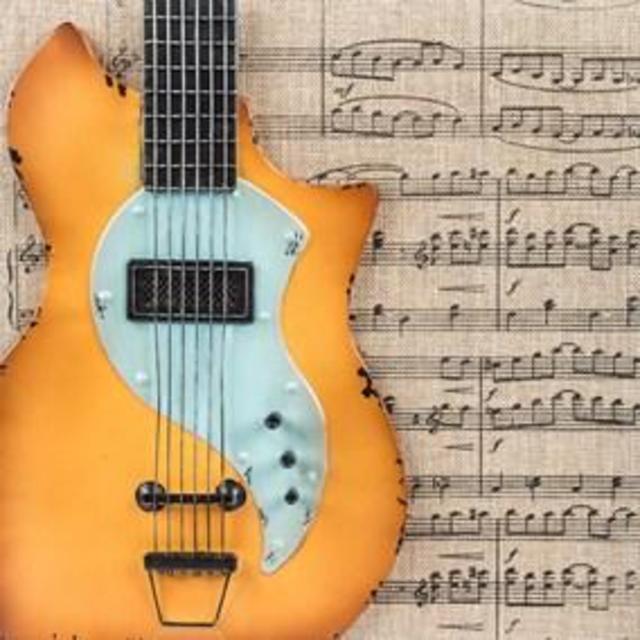 Metal Guitar & Burlap Wall Decor