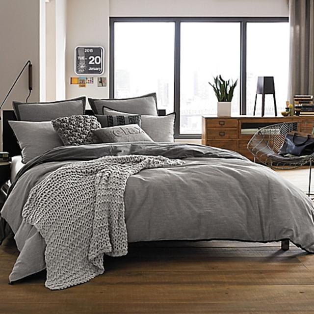 Kenneth Cole Reaction Home Oxford Comforter in Grey Stripe