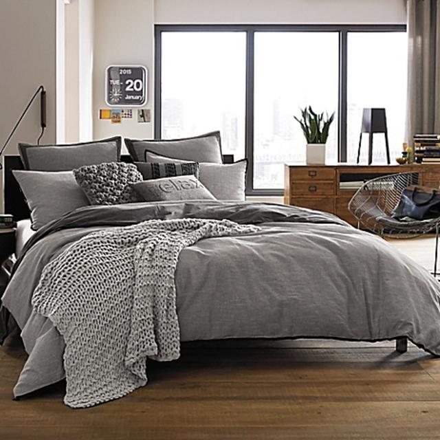 Kenneth Cole Reaction Home Oxford European Pillow Sham in Grey Stripe