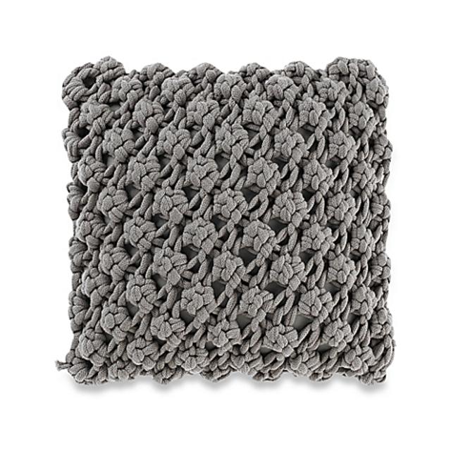 Kenneth Cole Reaction Home Oxford Popcorn Knit Square Throw Pillow in Grey