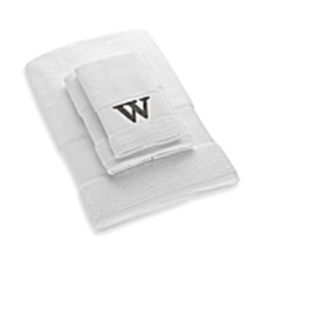 Avanti Silver Block Letter Monogram Letter "W" Turkish Cotton Cuff Bath Towel in White