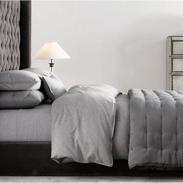 Heathered Cotton-Cashmere Duvet Cover in Heathered Grey, King