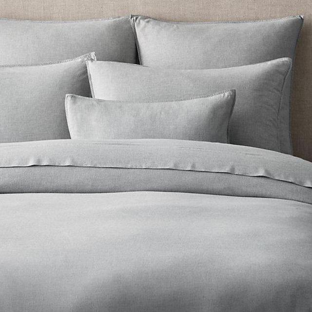 Heathered Cotton-Cashmere Sham in Heathered Grey, Euro