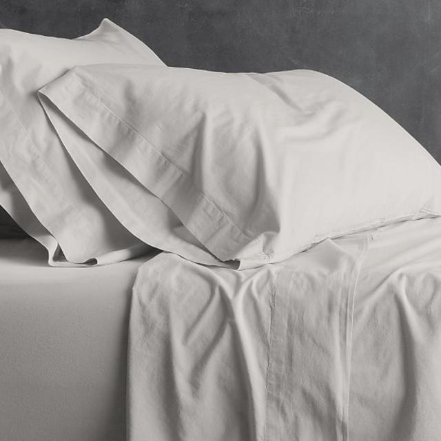 Garment-Dyed Percale Flat Sheet in Mist, King