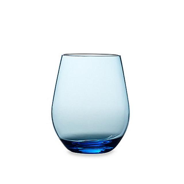 Shatterproof Stemless Red Wine Glass in Cool Blue