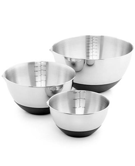 Martha Stewart Collection Set of 3 Non-Skid Mixing Bowls with Measurements