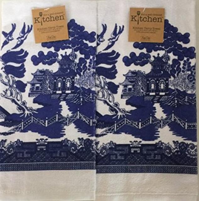 2 Piece Blue Willow Kitchen Terry Towels