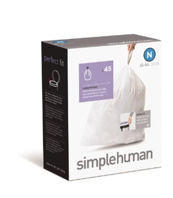 simplehuman Custom Fit Trash Can Liner "N," 45-Count Box
