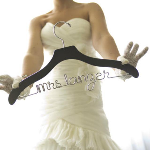 Dark Walnut "Mrs. Landers" Wedding Hanger