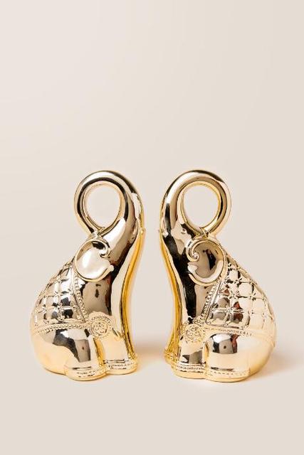 Golden Elephant Bookends