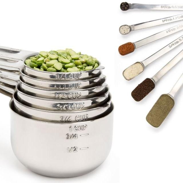 Simply Gourmet Stainless Steel Measuring Cups and Spoons Set (12-Piece). Lifetime Design! Makes a Great Gift for Mom!