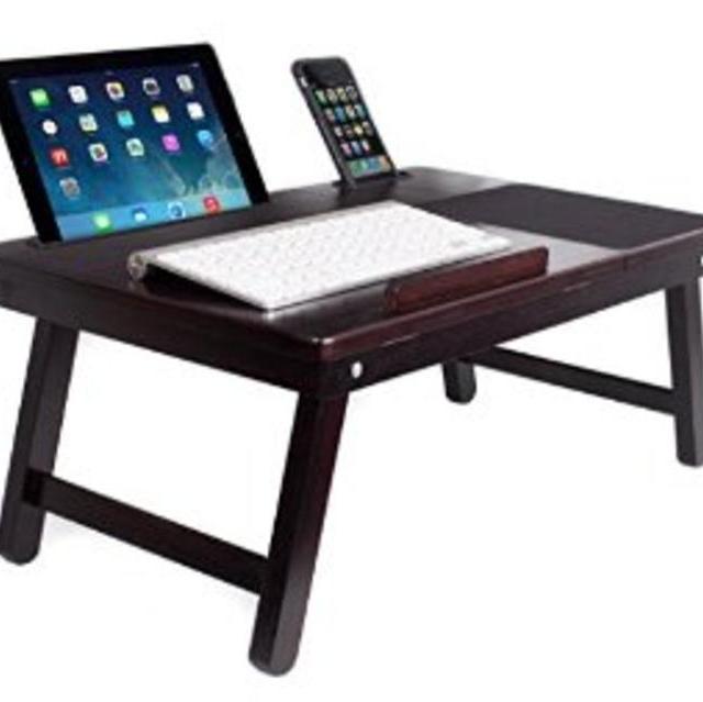 Sofia + Sam Multi Tasking Laptop Bed Tray (Walnut) | Supports Laptops Up To 18 Inches