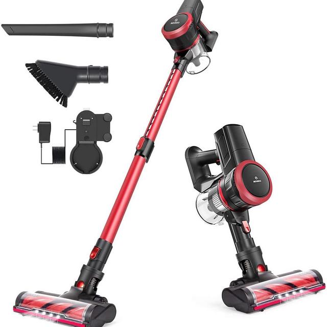 MOOSOO Cordless Vacuum, 23Kpa 4-in-1 Stick Vacuum Cleaner Brushless Motor Ultra-Quiet with Upgraded LED Floor Head for Hard Floor