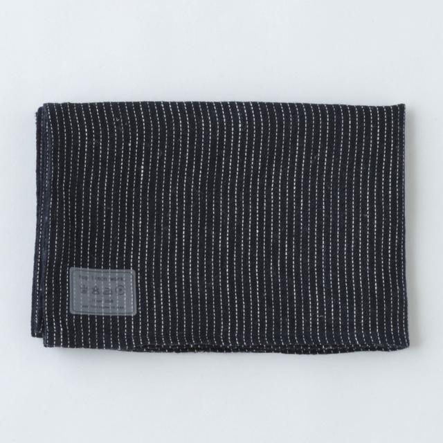 Fog Thick Linen Kitchen Cloth: Navy pin stripe
