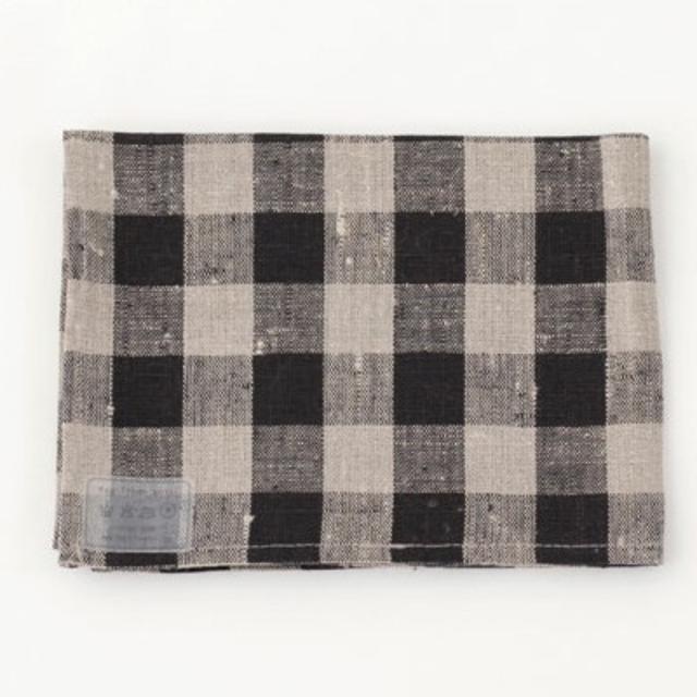 Thick Linen Kitchen Cloth - black natural check