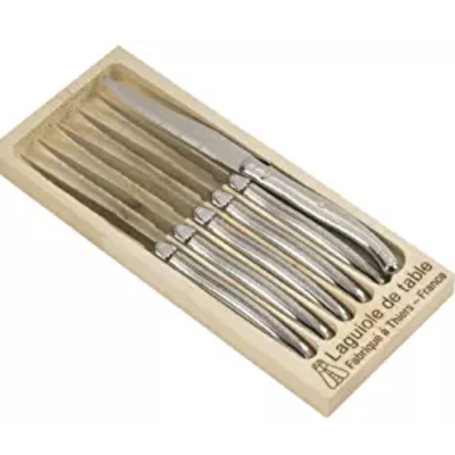 Jean Dubost Stainless Steel Handle Steak Knives 97600 Set of 6