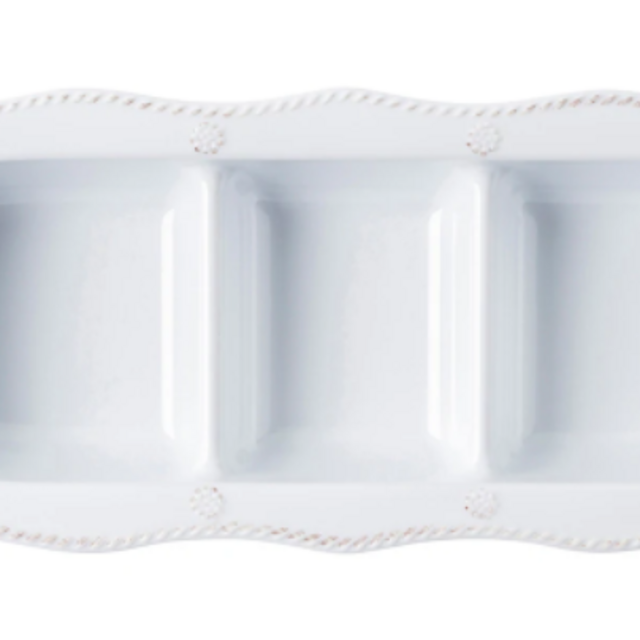 Berry & Thread Whitewash Melamine Triple Section Server