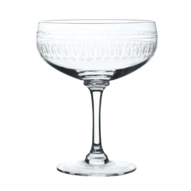Crystal Cocktail Glasses with Ovals Design, Set of Four