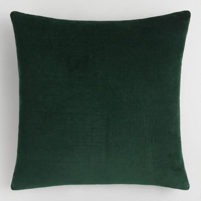 Forest Green Velvet Throw Pillow