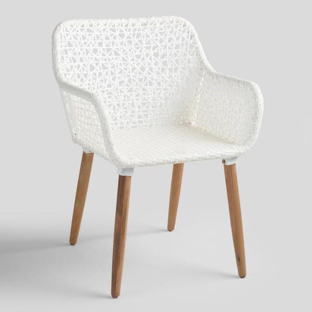 White All Weather Wicker Blanca Outdoor Dining Armchair