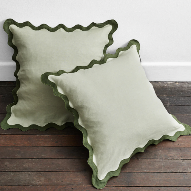 100% French Flax Linen Scalloped European Pillowcases (Set of Two)