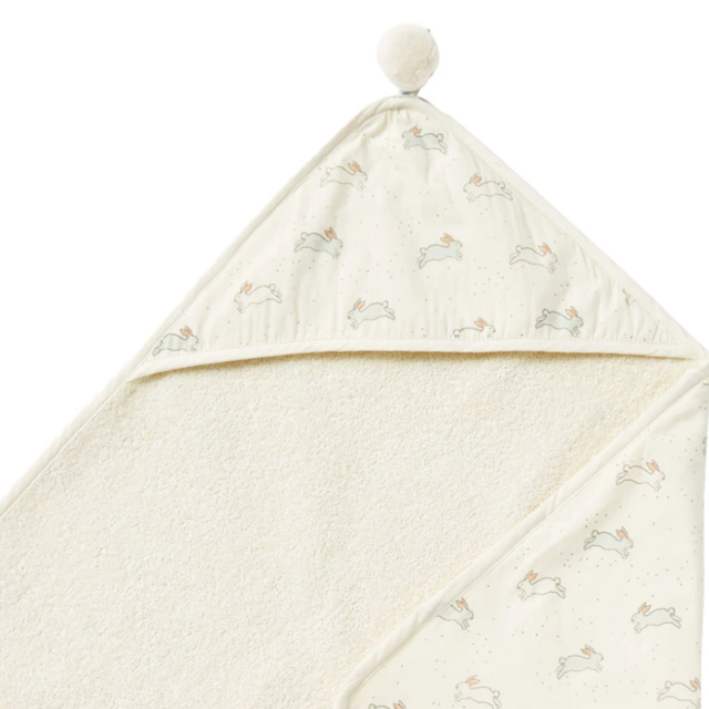 Pehr Hooded Cotton Towel in Tiny Bunny
