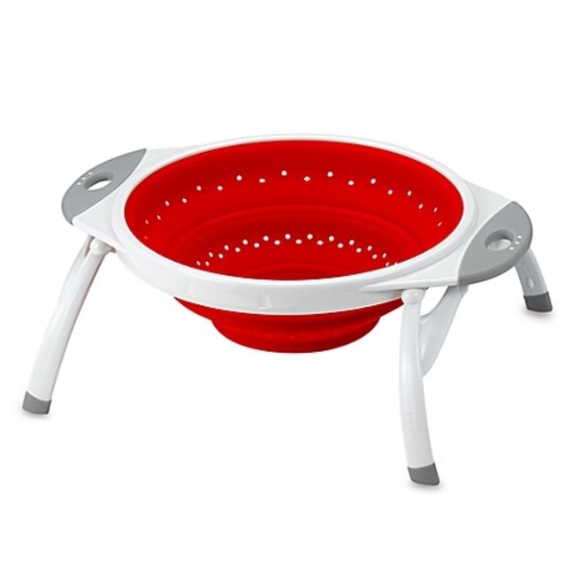 Dexas® Popware™ 2 1/2 in Quart Expandable/Collapsible Silicone Colander in Red