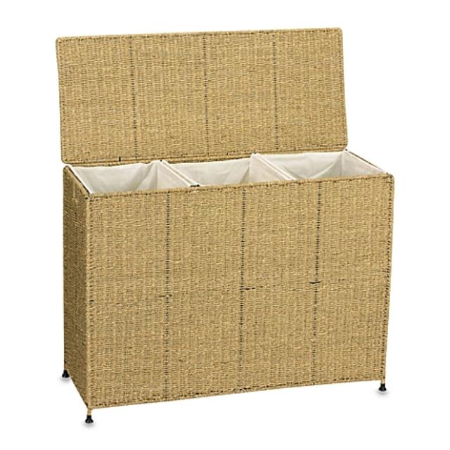 Household Essentials™ Seagrass Triple Laundry Sorter w/3 Removable Bags