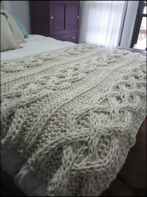 Cable Knit Blanket - Made-To-Order - Antique