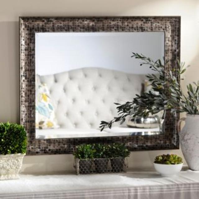 Black Mosaic Framed Mirror, 28x34