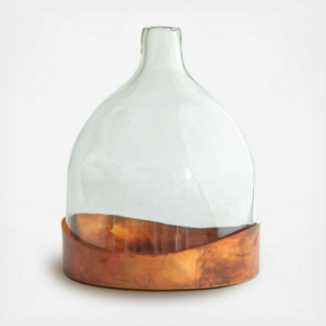 Glass Cloche with Metal Tray