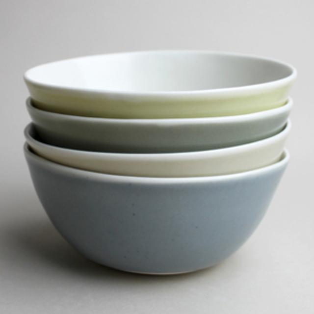 Rustic bowls, in shades of grey, set of four