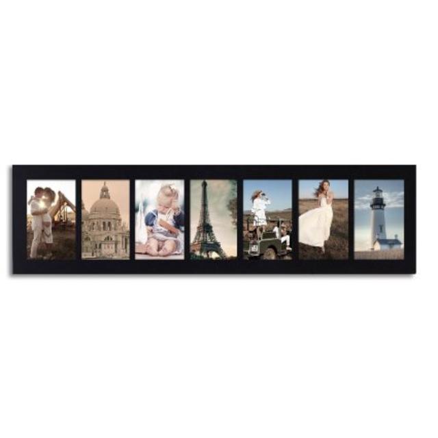 Black Wood 7 Opening Picture Frame, 4x6"