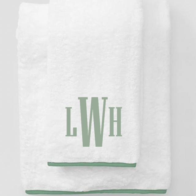 Piped Edge Bath Towel with Monogram