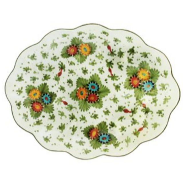 Fiorito by MODA DOMUS, Hand-painted Ceramic Scalloped Tray