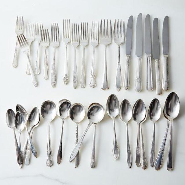 Vintage Silver-Plated Eclectic Flatware (Set of 4)