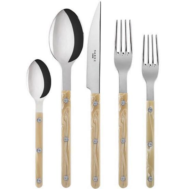 Bistrot Shiny Horn Flatware, loaded