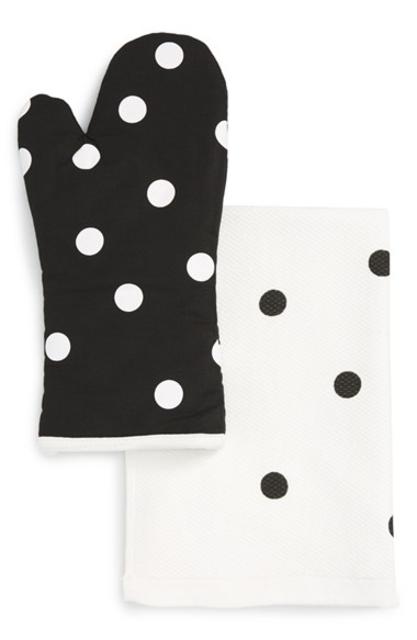 'polka dot' oven mitt & hand towel set