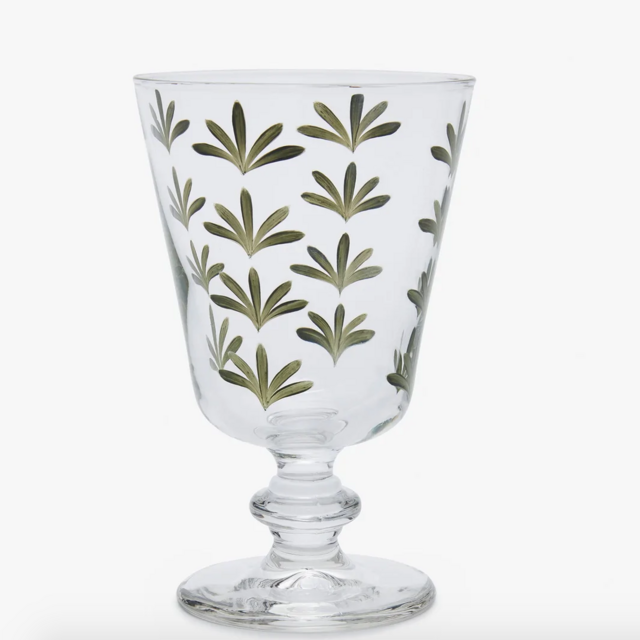 Palm Stemmed Wine Glass, Set of 2
