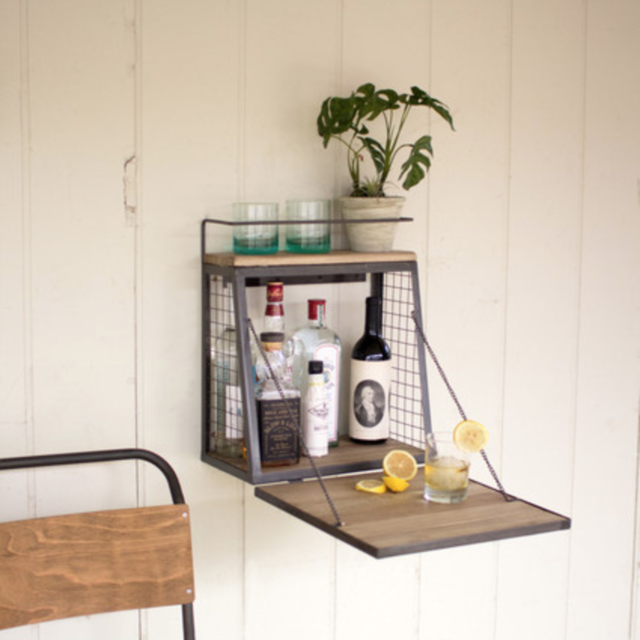 Wall Bar With Fold Down Shelf