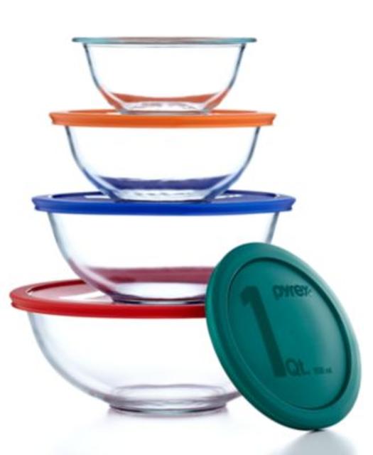 Pyrex 8 Piece Mixing Bowl Set with Colored Lids