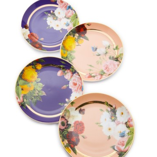 Boutique Floral Appetizer Plates Set of Four