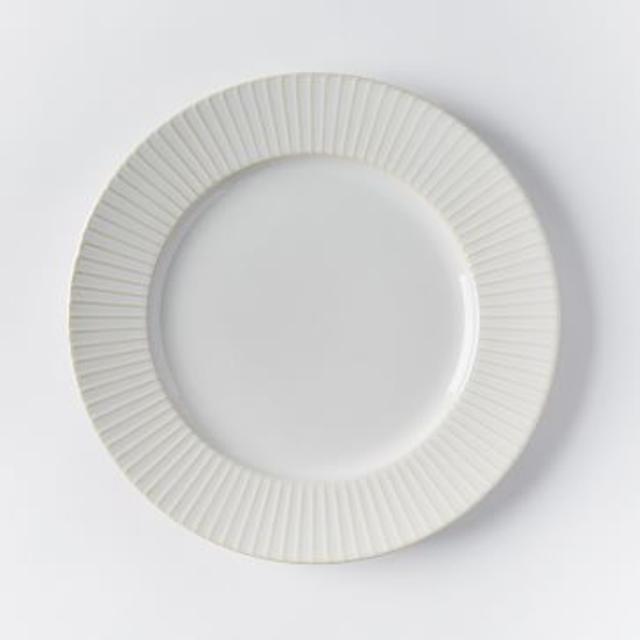 White (Lines) Textured Dinner Plates (Set of 4) -