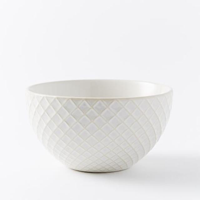 White (Grid) - Textured Bowls (Set of 4)