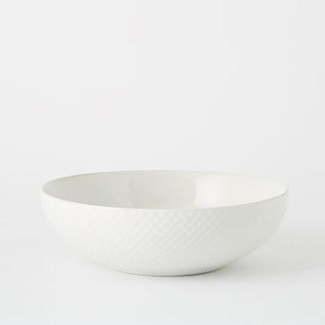Textured 12" Low Serve Bowl - White (Grid)